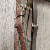Rsd Leather Bridle, Rubber Web Reins *gc, stiff, dry, dirt, creases, tight keepers, rubs, faded spots, edge scrapes
