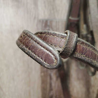 Rsd Leather Bridle, Rubber Web Reins *gc, stiff, dry, dirt, creases, tight keepers, rubs, faded spots, edge scrapes
