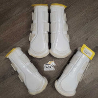 Closed Front & Hind Boots, velcro, fleece *vgc, clean, mnr stains, rubs, scratches & scrapes, hairy velcro
