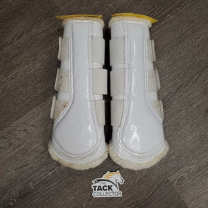 Closed Front & Hind Boots, velcro, fleece *vgc, clean, mnr stains, rubs, scratches & scrapes, hairy velcro