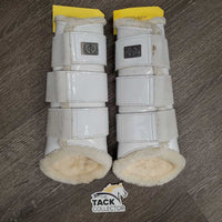 Closed Front & Hind Boots, velcro, fleece *vgc, clean, mnr stains, rubs, scratches & scrapes, hairy velcro
