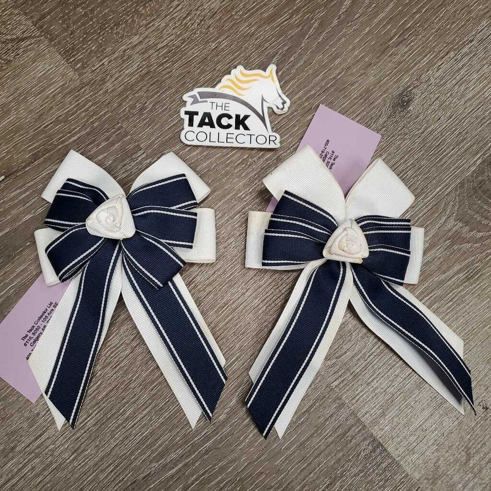 Short Ribbon Hair Bows, Barettes *vgc, mnr frayed ends & stains