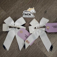 Short Ribbon Hair Bows, Barettes *vgc, mnr frayed ends & stains
