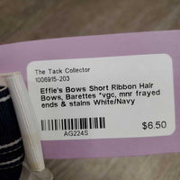 Short Ribbon Hair Bows, Barettes *vgc, mnr frayed ends & stains