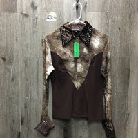 LS Western Show Shirt - Jacket, Zipper, Wide Collar & Cuffs, Bling *vgc, mnr puckers, snags, rubs & frays

