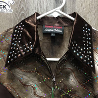 LS Western Show Shirt - Jacket, Zipper, Wide Collar & Cuffs, Bling *vgc, mnr puckers, snags, rubs & frays
