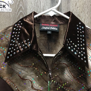 LS Western Show Shirt - Jacket, Zipper, Wide Collar & Cuffs, Bling *vgc, mnr puckers, snags, rubs & frays