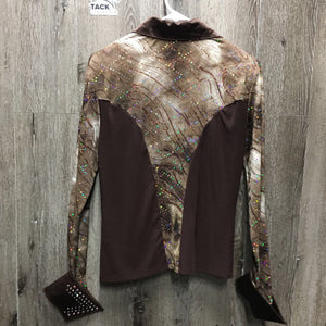LS Western Show Shirt - Jacket, Zipper, Wide Collar & Cuffs, Bling *vgc, mnr puckers, snags, rubs & frays