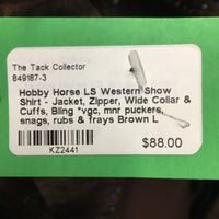 LS Western Show Shirt - Jacket, Zipper, Wide Collar & Cuffs, Bling *vgc, mnr puckers, snags, rubs & frays
