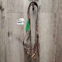 One Ear Leather Headstall, ties *fair, v.dry, v.stiff, rubs, scraped, cracking lining, mnr unstitched
