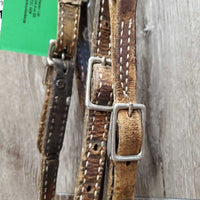 One Ear Leather Headstall, ties *fair, v.dry, v.stiff, rubs, scraped, cracking lining, mnr unstitched
