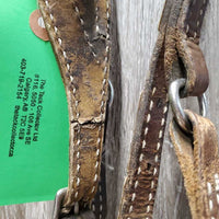 One Ear Leather Headstall, ties *fair, v.dry, v.stiff, rubs, scraped, cracking lining, mnr unstitched
