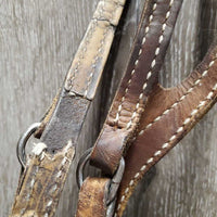 One Ear Leather Headstall, ties *fair, v.dry, v.stiff, rubs, scraped, cracking lining, mnr unstitched
