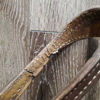 One Ear Leather Headstall, ties *fair, v.dry, v.stiff, rubs, scraped, cracking lining, mnr unstitched
