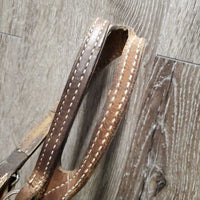 One Ear Leather Headstall, ties *fair, v.dry, v.stiff, rubs, scraped, cracking lining, mnr unstitched
