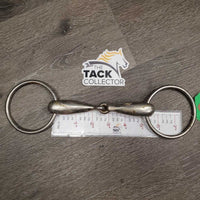 Thick Hollow Mouth Loose Ring Snaffle Bit *fair, chews, stains, residue, film, dirty, peeled/rough spots, rust
