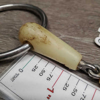 French Link Loose Ring Bit, center roller *fair, stains, dirty, V.CHEWED & SHARP
