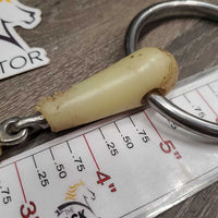 French Link Loose Ring Bit, center roller *fair, stains, dirty, V.CHEWED & SHARP
