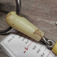 French Link Loose Ring Bit, center roller *fair, stains, dirty, V.CHEWED & SHARP
