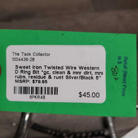 Sweet Iron Twisted Wire Western D Ring Bit *gc, clean & mnr dirt, mnr rubs, residue & rust