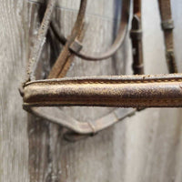 FS Rsd Thick Bridle, Braided Reins *gc/fair, dry, dirt, rubs, broken laces, film, stains, older
