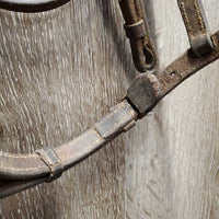 FS Rsd Thick Bridle, Braided Reins *gc/fair, dry, dirt, rubs, broken laces, film, stains, older
