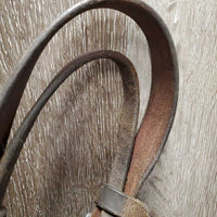 FS Rsd Thick Bridle, Braided Reins *gc/fair, dry, dirt, rubs, broken laces, film, stains, older
