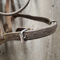 FS Rsd Thick Bridle, Braided Reins *gc/fair, dry, dirt, rubs, broken laces, film, stains, older
