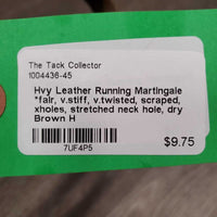 Hvy Leather Running Martingale *fair, v.stiff, v.twisted, scraped, xholes, stretched neck hole, dry
