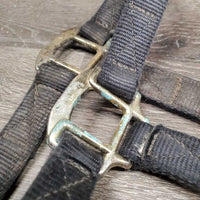 Thick Nylon Halter, snap, adj *gc, faded, frayed holes, stains, dirty, older
