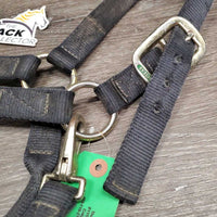 Thick Nylon Halter, snap, adj *gc, faded, frayed holes, stains, dirty, older
