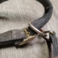 Thick Nylon Halter, snap, adj *gc, faded, frayed holes, stains, dirty, older
