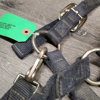 Thick Nylon Halter, snap, adj *gc, faded, frayed holes, stains, dirty, older
