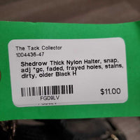 Thick Nylon Halter, snap, adj *gc, faded, frayed holes, stains, dirty, older
