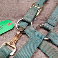 Nylon Halter, Spring Snap, adj *gc, stiff, dirt, faded, stains, rust, stiff
