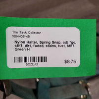 Nylon Halter, Spring Snap, adj *gc, stiff, dirt, faded, stains, rust, stiff
