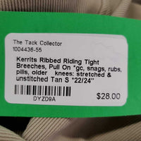 Ribbed Riding Tight Breeches, Pull On *gc, snags, rubs, pills, older knees: stretched & unstitched
