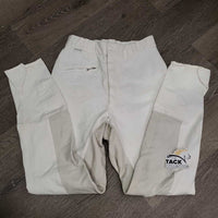 High Waist Full Seat Breeches, Thick Smooth Leather Seat *vgc, unstitched seam, mnr stains, older, seam puckers
