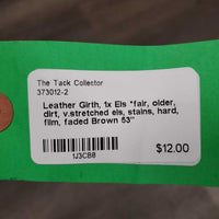 Leather Girth, 1x Els *fair, older, dirt, v.stretched els, stains, hard, film, faded
