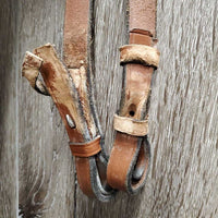 Rsd Bridle, Braided Reins *gc/fair, dry, stiff, broken keeper, stained, tight keeper, scraped edges
