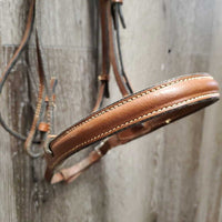 Rsd Bridle, Braided Reins *gc/fair, dry, stiff, broken keeper, stained, tight keeper, scraped edges
