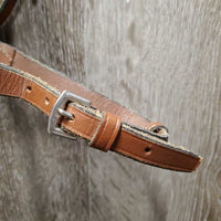 Rsd Bridle, Braided Reins *gc/fair, dry, stiff, broken keeper, stained, tight keeper, scraped edges
