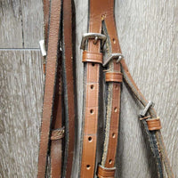 Rsd Bridle, Braided Reins *gc/fair, dry, stiff, broken keeper, stained, tight keeper, scraped edges
