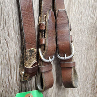 Flat Leather Bridle, Braided Reins *gc/fair, dry, stiff, older, rubs, residue, stains, scrapes
