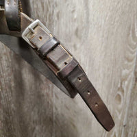 Flat Leather Bridle, Braided Reins *gc/fair, dry, stiff, older, rubs, residue, stains, scrapes
