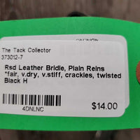 Rsd Leather Bridle, Plain Reins *fair, v.dry, v.stiff, crackles, twisted
