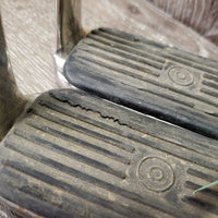Hvy Stirrup Irons, grips *fair, rusty, pitted, bubbled, dirt, older
