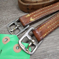 Thick Stirrup Leathers *gc, rubs, xholes, older, dry, dirt, dents, stiff, mnr undone stitching
