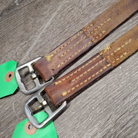 Thick Stirrup Leathers *gc, rubs, xholes, older, dry, dirt, dents, stiff, mnr undone stitching
