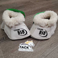 Pr Wrap Around Neoprene Bell Boots, Fleece Top, velcro *gc, mnr hair & frays, clean, clumpy
